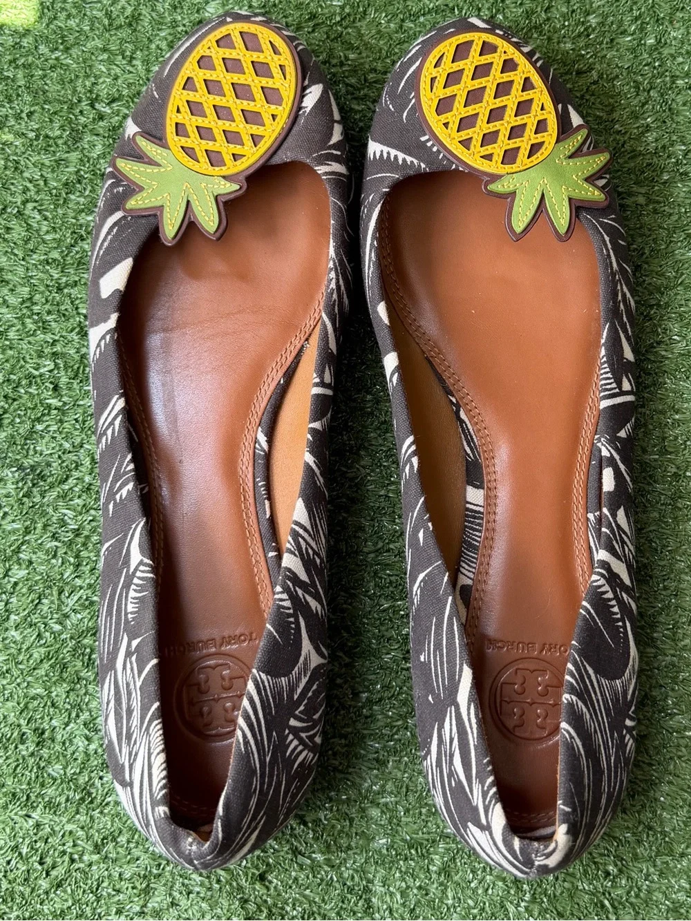 Tory Burch Pineapple Tropical Print Womens Ballet Flats